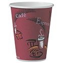 Paper Hot Drink Cups in Bistro Design, 12 oz, Maroon, 300/Carton