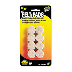 Scratch Guard Felt Pads, 1" dia, Circular, Beige, 16/Pack