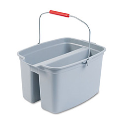 19 Quart Double Utility Pail, Plastic, Gray, 18 x 14.5 x 10