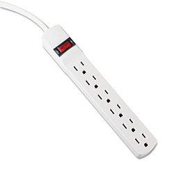 Power Strip, 6 Outlets, 15 ft Cord, Ivory