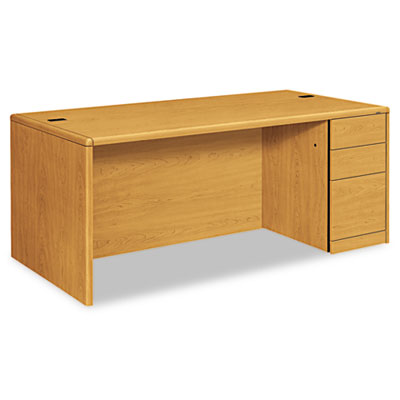 10700 Series Single Pedestal Desk with Full-Height Pedestal on Right, 72" x 36" x 29.5", Harvest