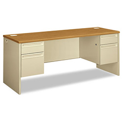 38000 Series Kneespace Credenza, 72w x 24d x 29.5h, Harvest/Putty