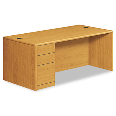 10700 Series Single Pedestal Desk with Full-Height Pedestal on Left, 72" x 36" x 29.5", Harvest