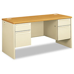 38000 Series Kneespace Credenza, 60w x 24d x 29.5h, Harvest/Putty