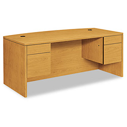 10500 Series Bow Front Double Pedestal Desk, 72" x 36" x 29.5", Harvest