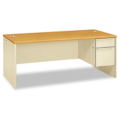 38000 Series Right Pedestal Desk, 72" x 36" x 29.5", Harvest/Putty