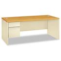 38000 Series Left Pedestal Desk, 72" x 36" x 29.5", Harvest/Putty