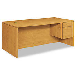 10500 Series "L" Workstation Right Pedestal Desk with 3/4 Height Pedestal, 72" x 36" x 29.5", Harvest