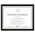 Two-Tone Document/Diploma Frame, Wood, 8 1/2 x 11, Black w/Gold Leaf Trim