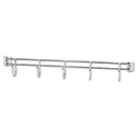 Hook Bars For Wire Shelving, Five Hooks, 24" Deep, Silver, 2 Bars/pack