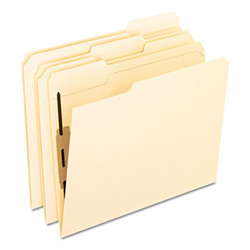 Manila Fastener Folders with Bonded Lesspace Fasteners, 1 Fastener, Letter Size, Manila Exterior, 50/Box