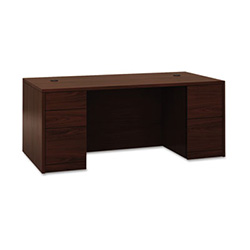 10500 Series Double Pedestal Desk with Full Pedestals, 72" x 36" x 29.5", Mahogany