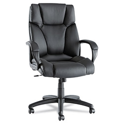 Alera Fraze Series Executive High-Back Swivel/Tilt Bonded Leather Chair, Supports 275 lb, 17.71" to 21.65" Seat Height, Black