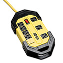 POWER IT! SAFETY POWER STRIP WITH GFCI PLUG, 8 OUTLETS, 12 FT CORD, YELLOW/BLACK