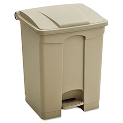 Large Capacity Plastic Step-On Receptacle, 17 gal, Plastic, Tan