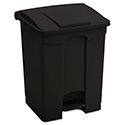 Large Capacity Plastic Step-On Receptacle, 17 gal, Plastic, Black