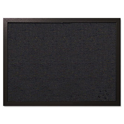 Designer Fabric Bulletin Board, 24" x 18", Black Surface, Black Fiberboard (MDF) Frame