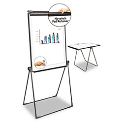 Foldable Double-Sided Dry Erase Easel, 29" x 41", White Surface, Black Plastic Frame