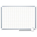 Gridded Magnetic Porcelain Dry Erase Project Planning Board, 1" x 2" Cells, 72" x 48", White Surface, Satin Aluminum Frame