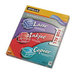 Color Laser/Inkjet Transparency Film, 8.5 x 11, 50/Box