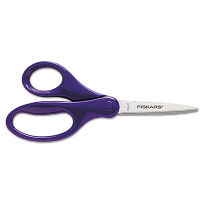 Kids/Student Scissors, Pointed Tip, 7" Long, 2.75" Cut Length, Assorted Straight Handles