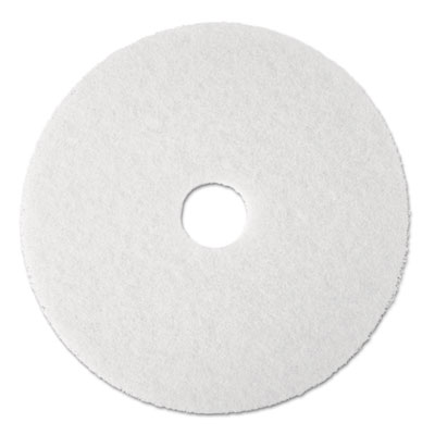 Low-Speed Super Polishing Floor Pads 4100, 17" Diameter, White, 5/Carton