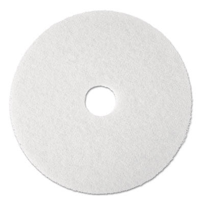 Low-Speed Super Polishing Floor Pads 4100, 13" Diameter, White, 5/Carton