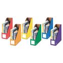 Extra-Wide Cardboard Magazine File, 4.25 x 11.38 x 12.88, Assorted, 6/Pack