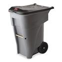 Brute Roll-Out Heavy-Duty Container, 65 gal, Polyethylene, Gray