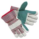 Men's Economy Leather Palm Gloves, White/Red, Large, 12 Pairs