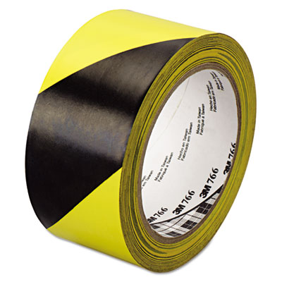 766 Hazard Marking Vinyl Tape, 2" x 36 yds, Black/Yellow