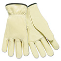 Full Leather Cow Grain Driver Gloves, Tan, Large, 12 Pairs