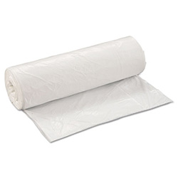 Low-Density Commercial Can Liners, 45 gal, 0.7 mil, 40" x 46", White, Interleaved Roll, 25 Bags/Roll, 4 Rolls/Carton