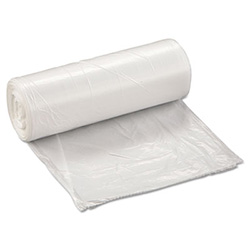 Low-Density Commercial Can Liners, 10 gal, 0.35 mil, 24" x 24", Clear, Perforated Roll, 50 Bags/Roll, 20 Rolls/Carton