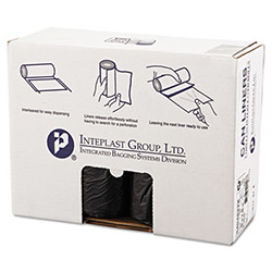 High-Density Commercial Can Liners, 45 gal, 22 mic, 40" x 48", Black, Interleaved Roll, 25 Bags/Roll, 6 Rolls/Carton