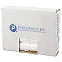 High-Density Commercial Can Liners, 10 gal, 6 mic, 24" x 24", Natural, Perforated Roll, 50 Bags/Roll, 20 Rolls/Carton