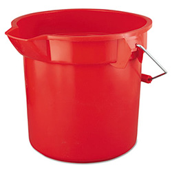 BRUTE Round Utility Pail, 14 qt, Plastic, Red, 12" dia