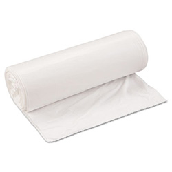 Low-Density Commercial Can Liners, 33 gal, 0.8 mil, 33" x 39", White, Interleaved Roll, 25 Bags/Roll, 6 Rolls/Carton