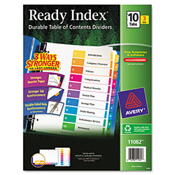 Customizable Table of Contents Ready Index Dividers with Multicolor Tabs, 10-Tab, 1 to 10, 11 x 8.5, White, 3 Sets