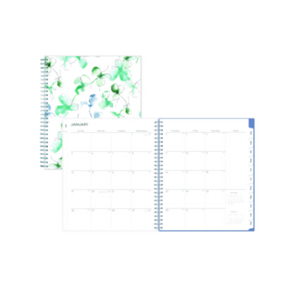 Lindley Monthly Planner, Floral Artwork, 10 x 8, White/Blue/Green Cover, 12-Month (Jan to Dec): 2026