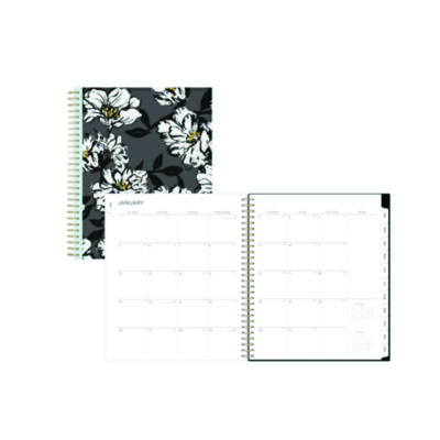 Baccara Dark Monthly Planner, Floral Artwork, 10 x 8, Gray/Black/Gold Cover, 12-Month (Jan to Dec): 2026