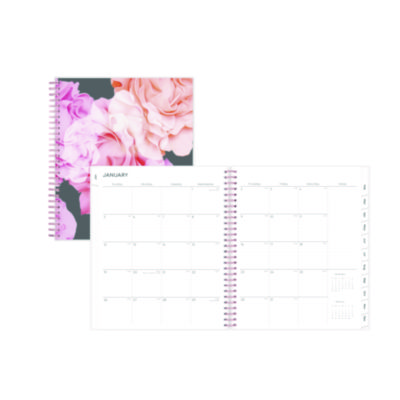 Joselyn Monthly Wirebound Planner, Floral Artwork, 10 x 8, Pink/Peach/Black Cover, 12-Month (Jan to Dec): 2026