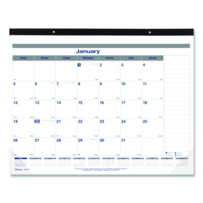 Net Zero Carbon Monthly Desk Pad Calendar, 22 x 17, White/Gray/Blue Sheets, Black Binding, 12-Month (Jan to Dec): 2026