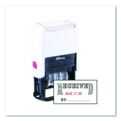 Self-Inking Message Stamp with Blank "By" Line, 12 Years, RECEIVED, 1.63" x 0.88", Black/Red Ink