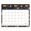 Academic 18-Month Desk Pad Calendar, Floral Artwork, 22 x 17, White/Multicolor Sheets, Black Headband, July 2025 to Dec 2026