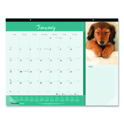 Pets Collection Monthly Desk Pad, Puppies Photography, 22 x 17, Black Binding, Clear Corners, 12-Month (Jan to Dec): 2026