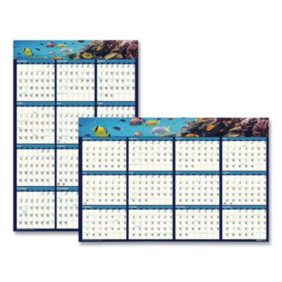 Earthscapes Recycled Reversible/Erasable Yearly Wall Calendar, Sea Life Photos, 24 x 37, White Sheets, 12-Month(Jan-Dec):2026