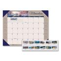Earthscapes Recycled Monthly Desk Pad Calendar, Motivational Photos, 22 x 17, Blue Binding/Corners, 12-Month (Jan-Dec): 2026