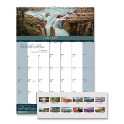 Earthscapes Recycled Monthly Wall Calendar, Color Landscape Photography, 12 x 16.5, White Sheets, 12-Month (Jan-Dec): 2026
