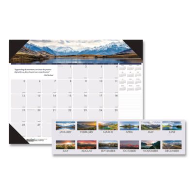 Earthscapes Recycled Monthly Desk Pad Calendar, Mountains of the World Photos, 22 x 17, Black Corners,12-Month(Jan-Dec): 2026